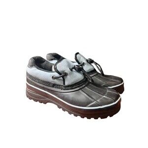 Bass Women’s Size 7M Duck Boots – Black Waterproof Combo Bottom Toggle Preppy